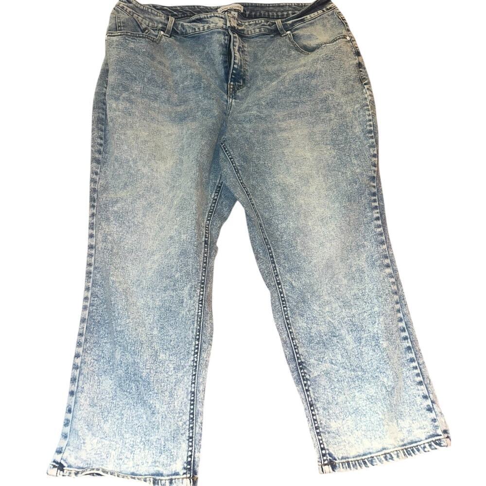 Lane Bryant Sz18 High-Rise Girlfriend Straight CropMagic Waistband stone wash